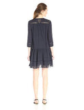 Long Sleeve Cotton Gauze Dress, Navy, 10