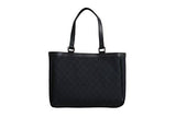 Black Gg Print Canvas Leather Trimmed Abbey Pocket Tote Bag