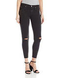 Hudson Jeans Nico Midrise Ankle Skinny With Raw Hem, Blackened Charcoal, 25