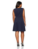 ALine Dress With KeyholePlus Size, Navy, 14W