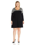 Plus Size Colorblock Maggie Trapeze Dress, Black/Gray, 2X