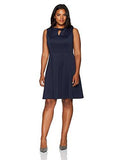 ALine Dress With KeyholePlus Size, Navy, 14W