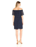Geo Petal Lace Off The Shoulder Shift, Navy, 12