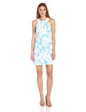 Stretch Hopsak Floral Halter CutAway Sheath, Pool Blue, 6