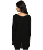 Color Block Sweater Knit Top Black/Dark Heather Gray Sweater