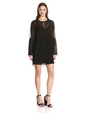 Long Sleeve Pleated Dress Black L