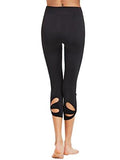 Sweatyrocks High Waisted Cutout Crop Leggings Yoga Workout Active Tights Black L