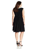 PlusSize Beaded Neck Party Dress With Extended Cap Sleeve, Black, 16W
