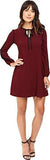 Stretch Crepe Tie Neck With Sleeve Applique, Wine, 8