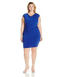 Jessica Howard Plus Size Side Ruched Sheath Dress, Royal, 14W