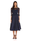 Lace Bodice Fit And Flare, Navy, 6