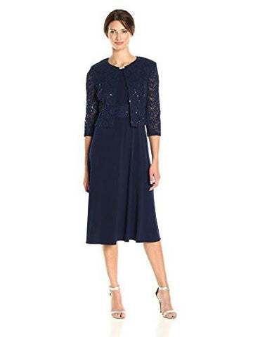 Two Piece Jacket Dress, Navy, 16