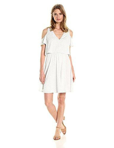 Cold Shoulder Overlay Dress Light Heather Grey Xxsmall