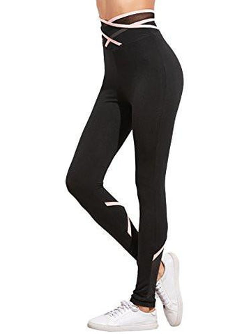 Sweatyrocks Yoga Pants Workout Leggings With Wrap Crisscross Details Black L