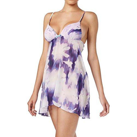 Bellina Printed Adjustable Straps Babydoll Purple L