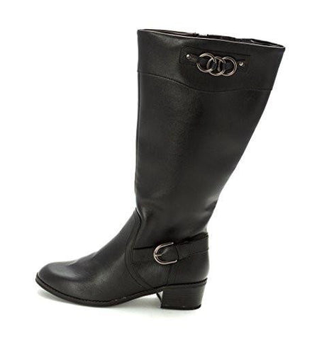 Donnely Wide Calf Almond Toe Fashion Boots, Black, Size 7.5