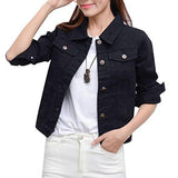 Zhengyuan Long Sleeved Short Denim Jacket Large Black
