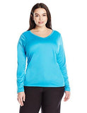 Kanu Surf Plus Size Solid Upf 50 Long Sleeve Swim Shirt Rashguard Aqua 3X
