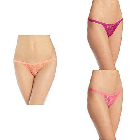 Never Say Never Skimpie GString Panty, Orange/Pink/Pink, One Size