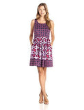 Taylor Dresses Sleeveless Multi Print Fit And Flare Dress, Sangria, 8