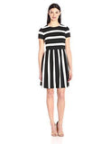 Cap Sleeve Fit And Flare, Black/Ivory, 10