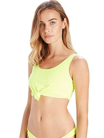 Tyra Tie Front Cropped Bikini Top Yellow S Swimwear Bikini Yellow