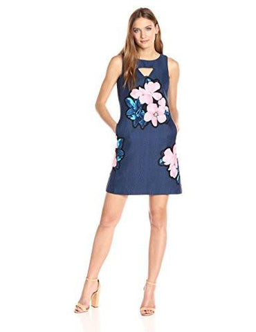 Hibiscus Placed Foral Stretch Hopsak Shift, Navy Pink, 4