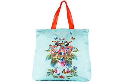 Nylon Handbag Shopping Bag Purse Beach Printed Blu