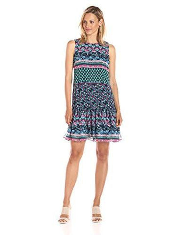 Taylor Dresses Mixed Floral Follard Shift, Navy Multi, 6