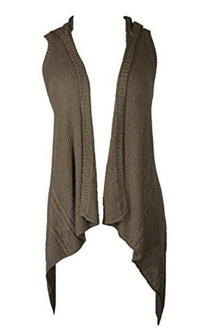 Cable Knit Vest With Hood In Taupe Heather Xlarge