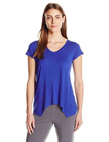 Ellen Tracy Short Sleeve VNeck Tee, Indigo Night, L