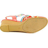 Johane Open Toe Casual Fabric Wedged Sandals, Pink, Size 5.5