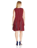 Taylor Dresses Plus Size Geo Pattern Jersey Fit And Flare Dress, Red/Black, 18W