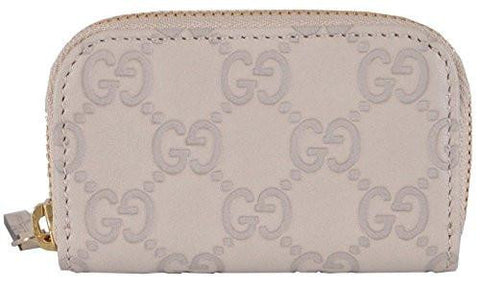 Mystic White Leather Gg Ssima Mini Zip Around Coin Purse