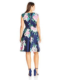 Plus Size Printed Cap Sleeve Dress, Navy/Multi, 18W