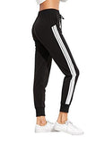 Sweatyrocks Drawstring Waist Striped Side Jogger Sweatpants With Pockets Black L