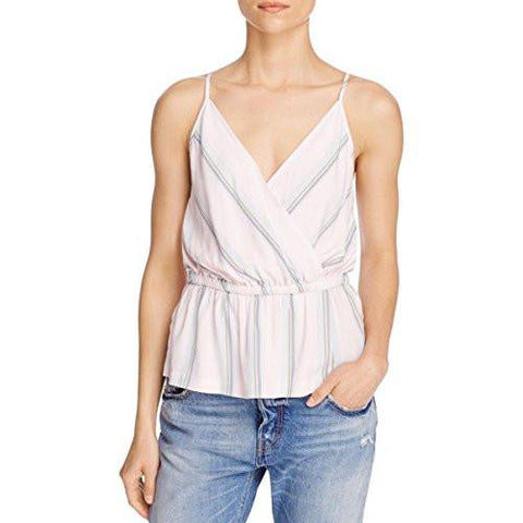 Striped Bubble Hem Tank Top Pink S