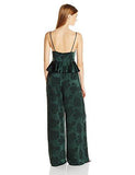 Wide Leg Jumpsuit With High Peplum Ruffle, Forest Green, 12