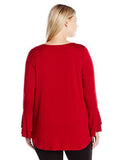 Plus Size Flare Sleeve LaceUp Top, Red, 2X