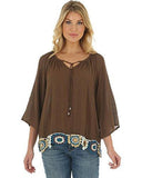Swing Top With Braided Tie And Embroidery Brown Small
