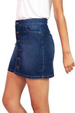 Wax Juniors Cute Button Down Denim Mini Skirt L Dark Denim