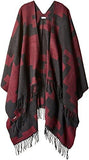 Nine West Houndstooth Ruana Blackcranberry One Size