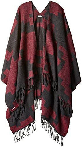 Nine West Houndstooth Ruana Blackcranberry One Size