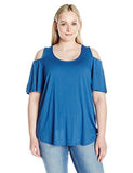 Plus Size Cold Shoulder Shirttail Top, Indigo, 2X