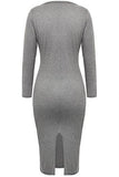 [Deal Of The Day]Creti Classic Slim Fit Long Sleeve Midi Dress