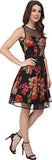 Flocked Dot Illusion Dress, Navy, 8