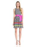 Printed Fit And Flare Dress, Navy/Multi, 12