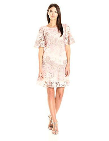 Chemical Burn Out Lace Shift Dress, Peach, 6