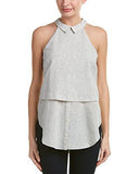 Bcbgeneration Double Layer Sleeveless Top Navy White Combo Small