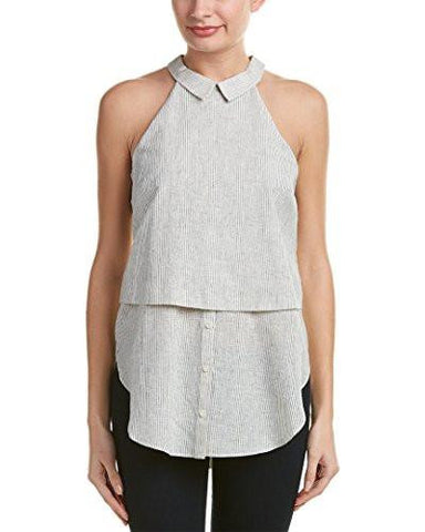Bcbgeneration Double Layer Sleeveless Top Navy White Combo Small